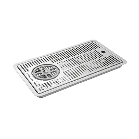 Built-in drip tray with glass rinser and drain