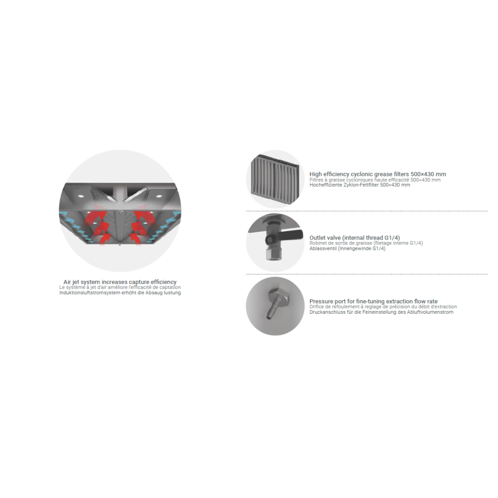 Island cooker hood with air supply HPCD 2500