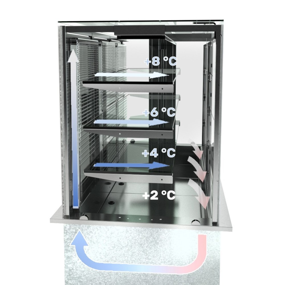 FAN-ASSISTED REFRIGERATED DISPLAY-CASE WITH LOWER COLD CABINET OMNIA 4DSP/SF