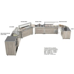 CORNER MODULE 90° WITH A LEG AND UPPER WOODEN SHELF ATHENA A 90-1