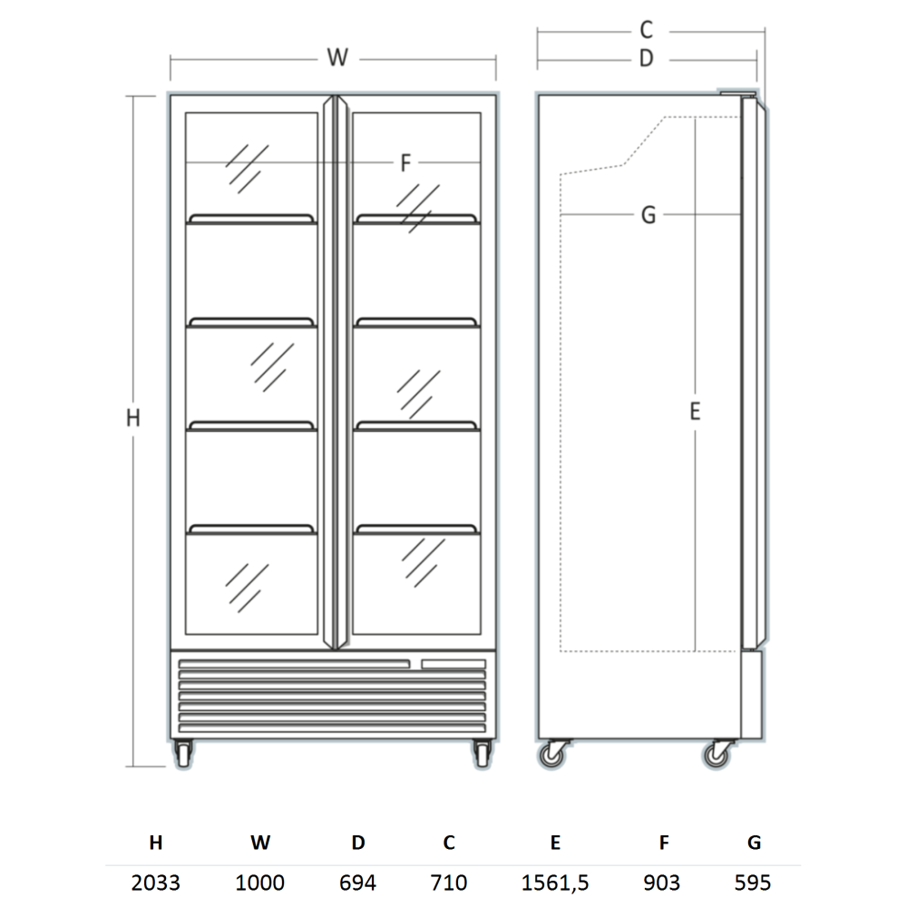 SCANDOMESTIC 776 L Refrigerator Display Cabinet DC826BD