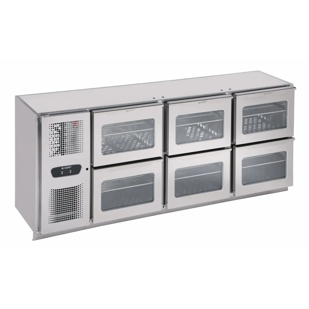 Bar cooler with glass drawer sections 237L