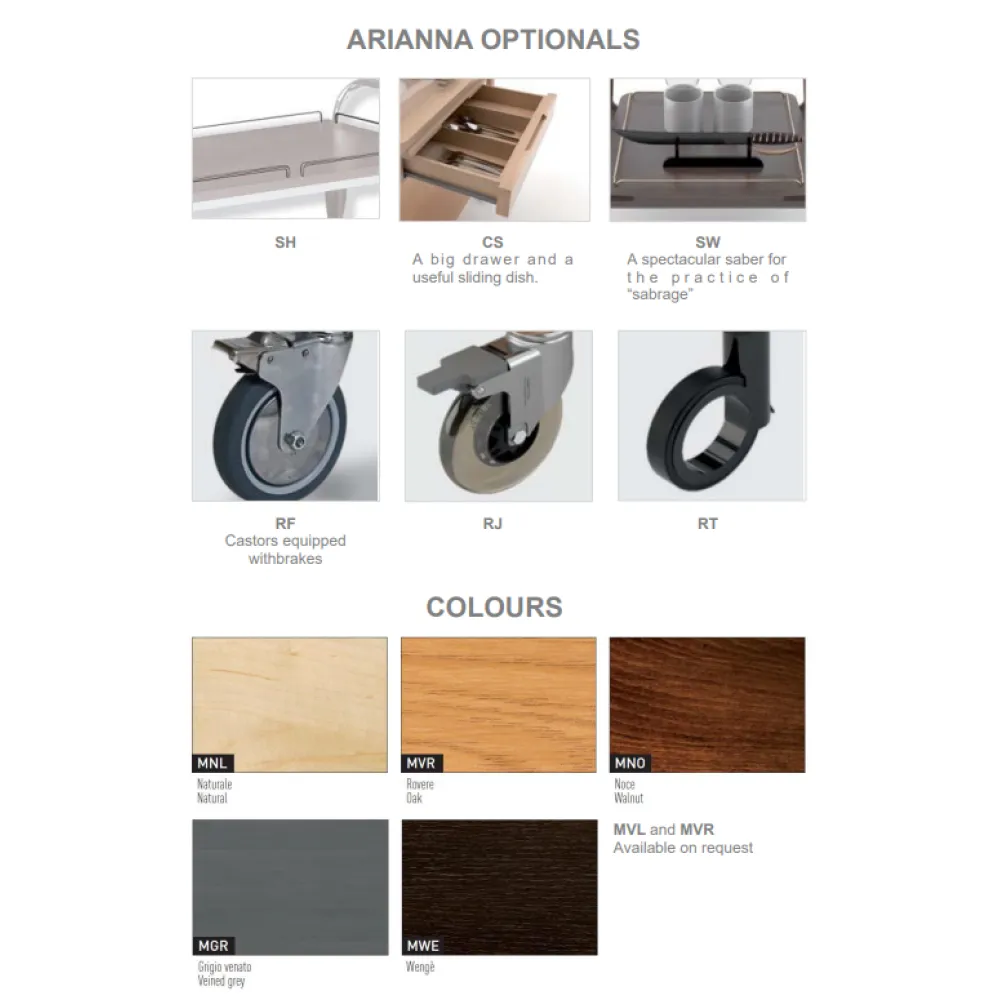 WOOD SERVICE TROLLEY ARIANNA 3