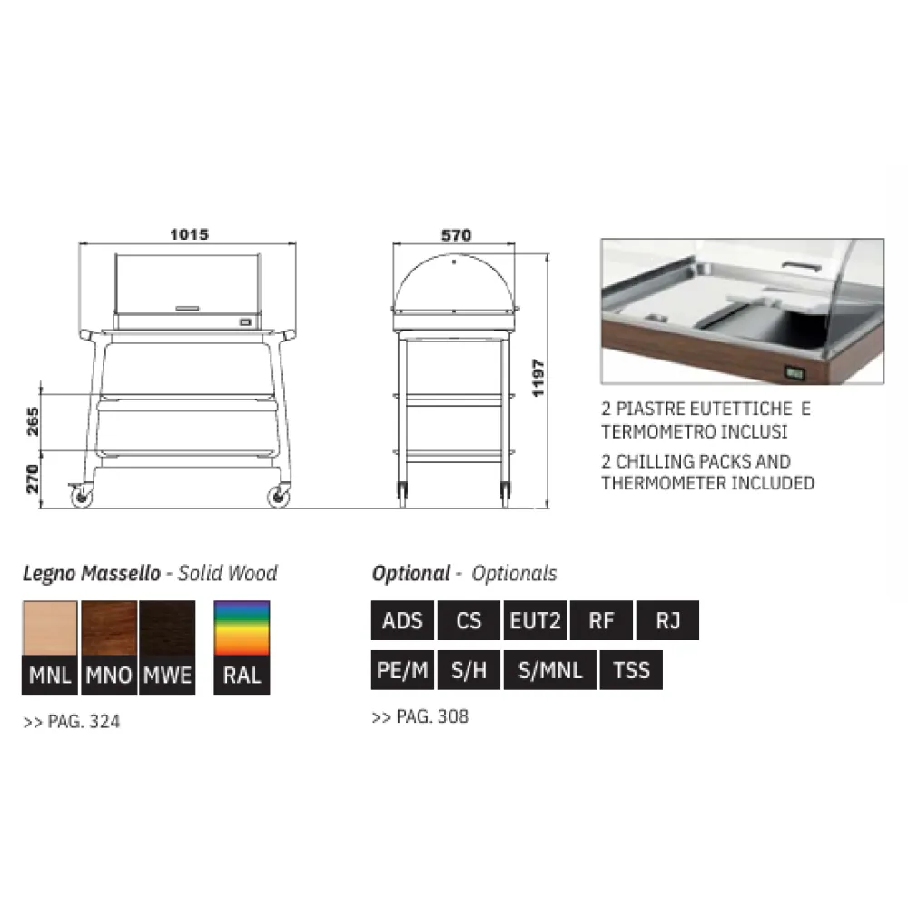 SERVICE TROLLEY WITH REFRIGERATED DISPLAY CASE ARIANNA REF2