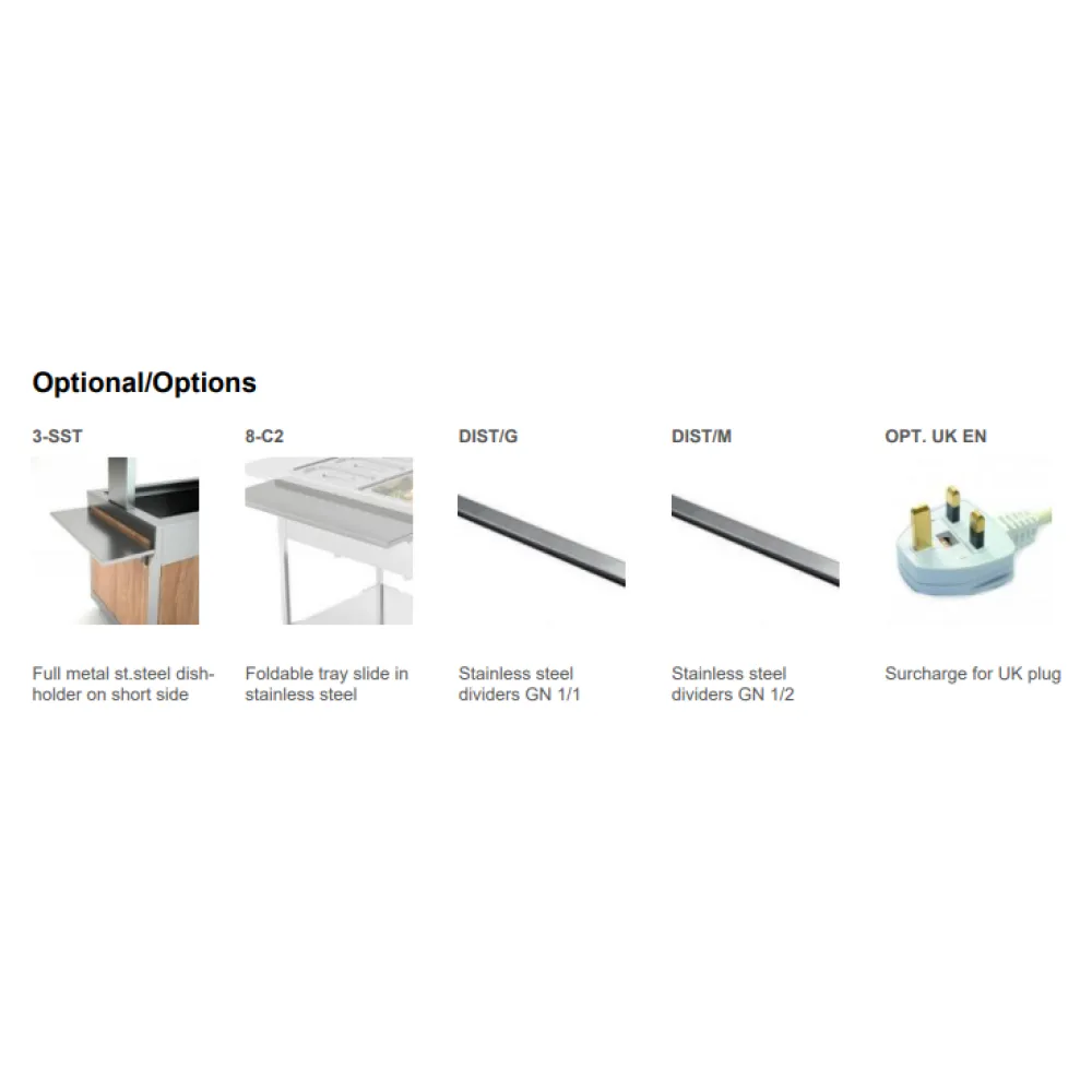 BAIN MARIE TROLLEY WITH LED LIGHTING COMPASS 3 LED