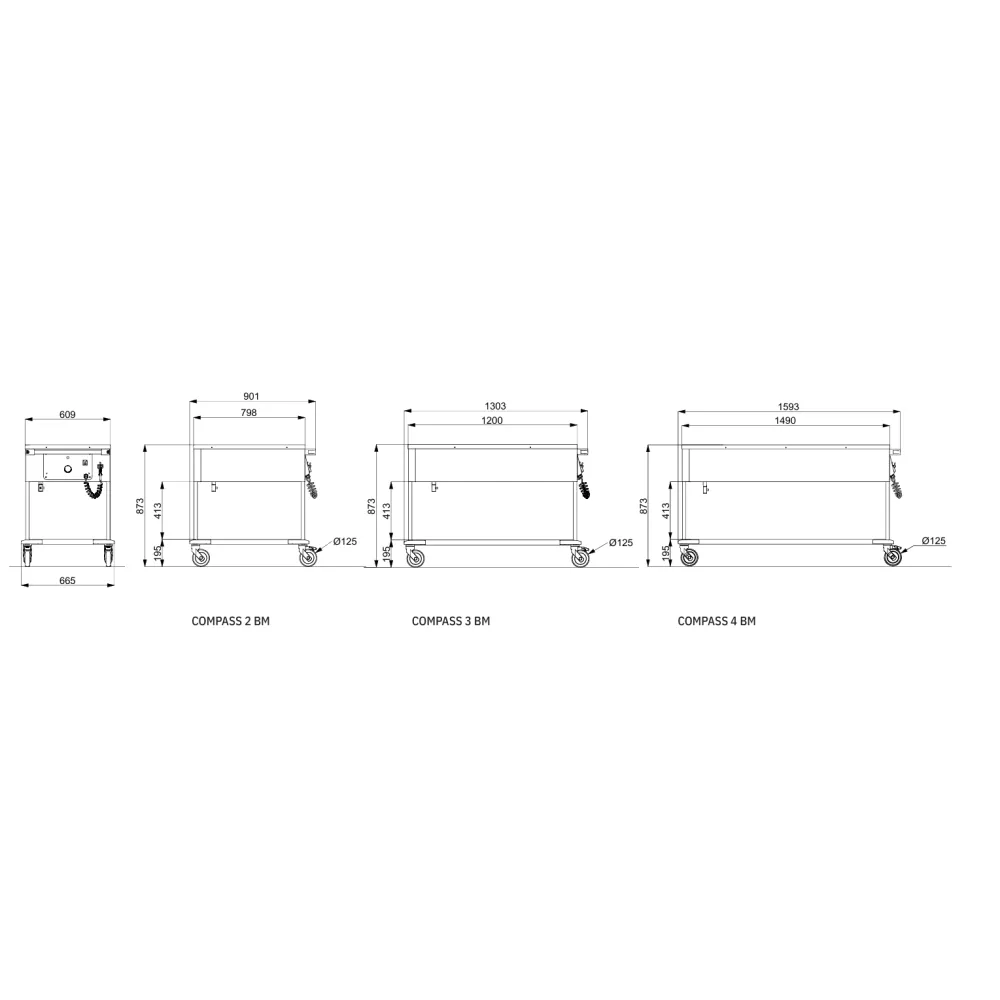 STAINLESS STEEL BAIN MARIE TROLLEY COMPASS 4BM