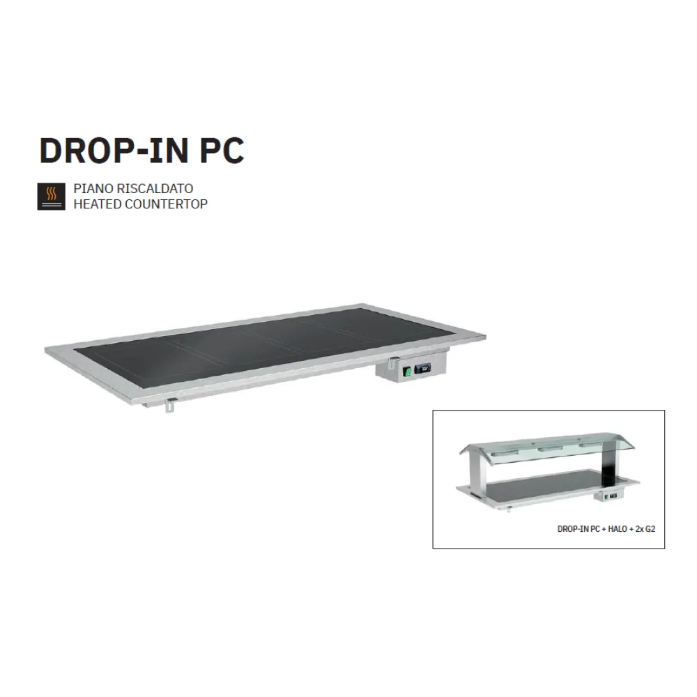 TEMPERED GLASS HEATED COUNTERTOP DROP-IN-2PC