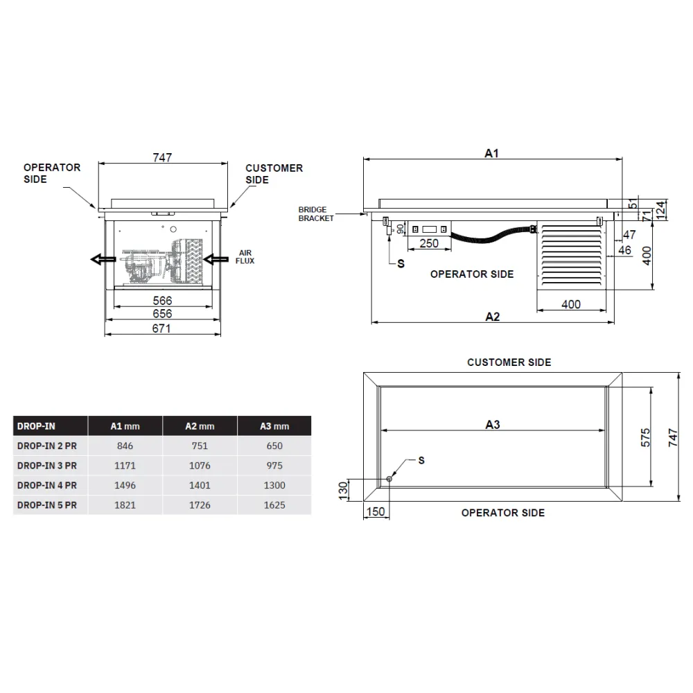 REFRIGERATED BETACRYL COUNTERTOP DROP-IN-4PR