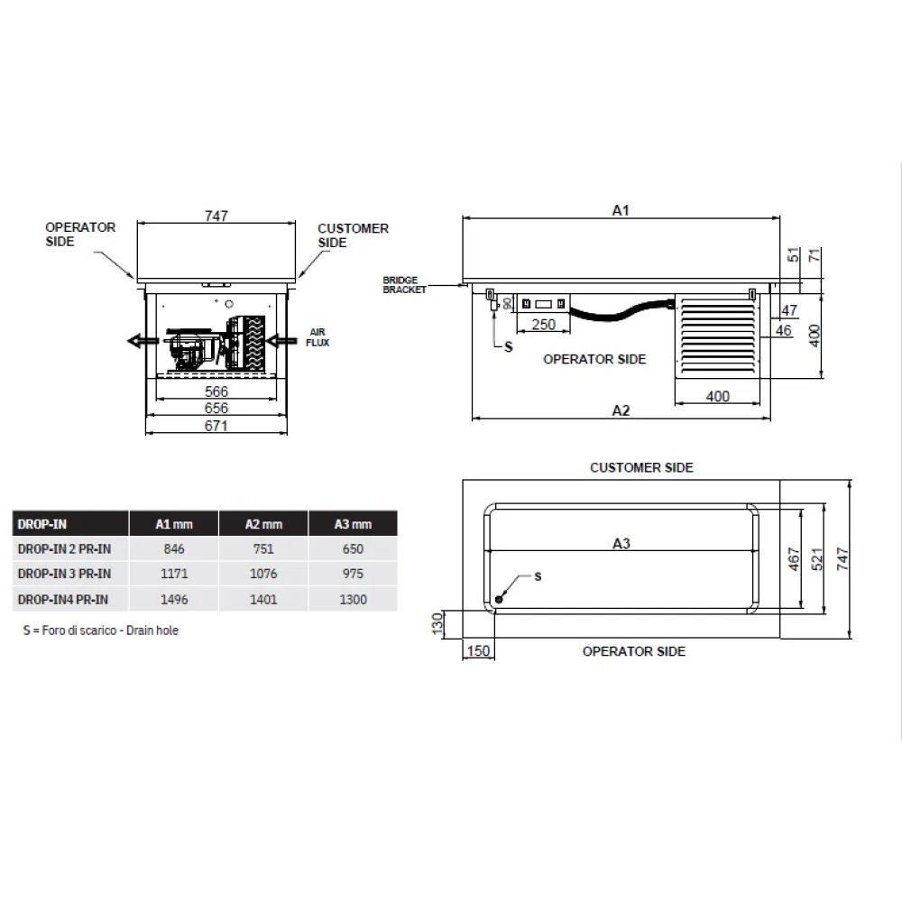 REFRIGERATED STAINLESS STEEL COUNTERTOP DROP-IN-2PR-IN