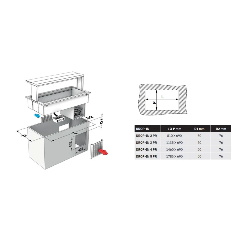 REFRIGERATED BETACRYL COUNTERTOP DROP-IN-4PR
