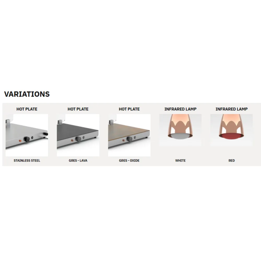 HEATING PLATE WITH 2 FLEXIBLE INFRARED LAMPS HELIOS 2/1 PASS FLEX P2