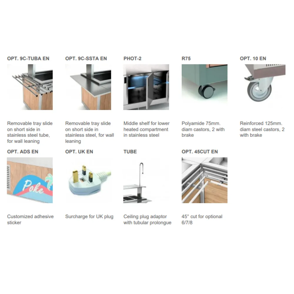 BUFFET WITH HEATED STAINLESS STEEL COUNTERTOP OMNIA 2PC-IN