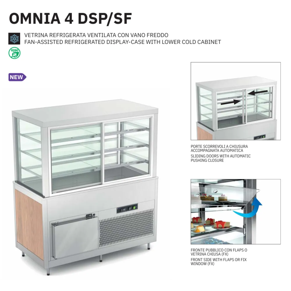 FAN-ASSISTED REFRIGERATED DISPLAY-CASE WITH LOWER COLD CABINET OMNIA 4DSP/SF