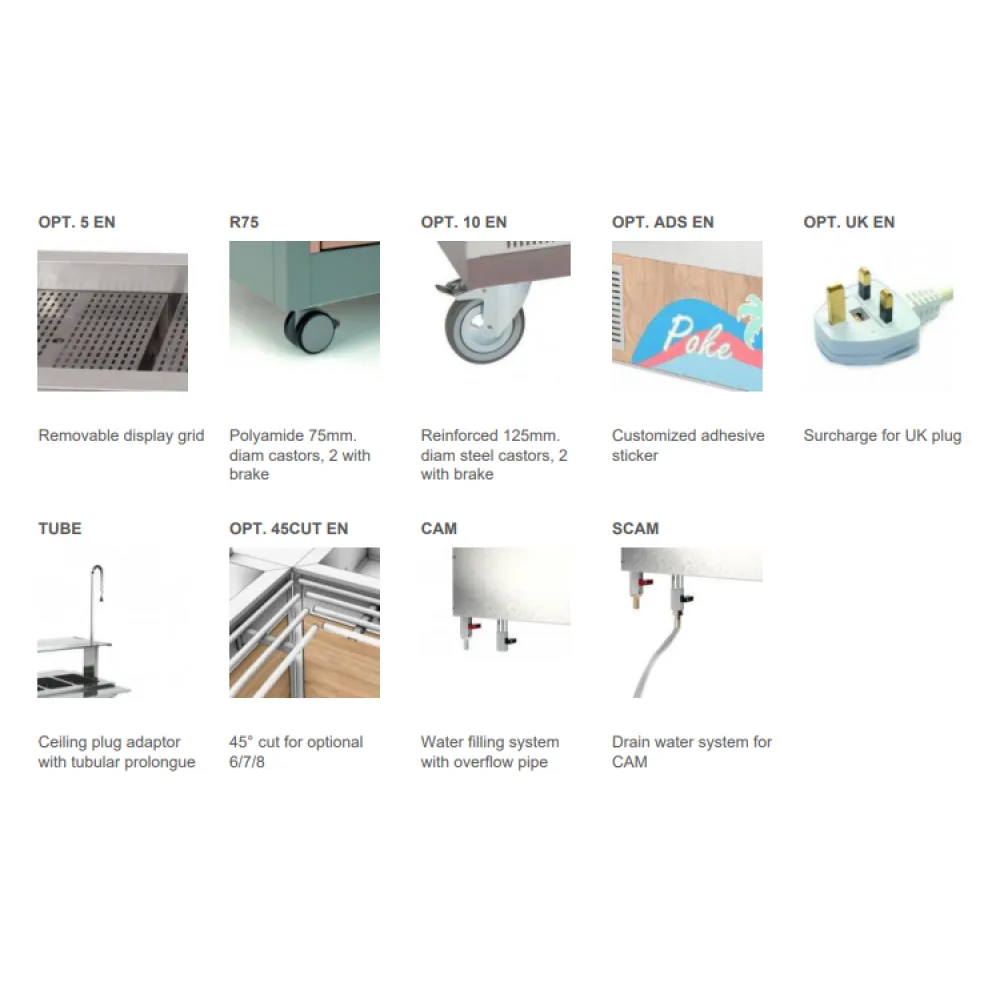 BUFFET WITH HEATED STAINLESS STEEL COUNTERTOP OMNIA 4PC-IN