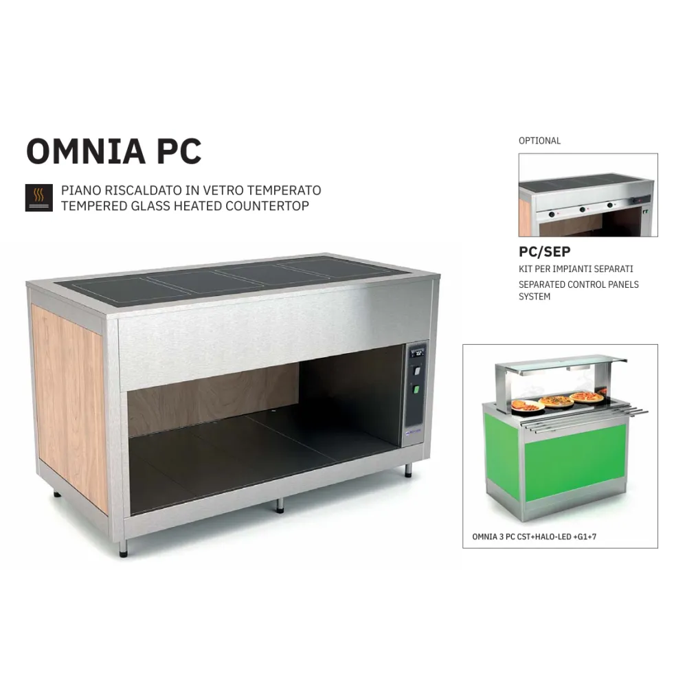 BUFFET WITH TEMPERED GLASS HEATED COUNTERTOP OMNIA 5PC