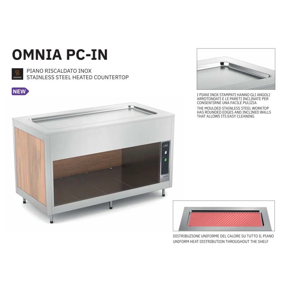 BUFFET WITH HEATED STAINLESS STEEL COUNTERTOP OMNIA 3PC-IN