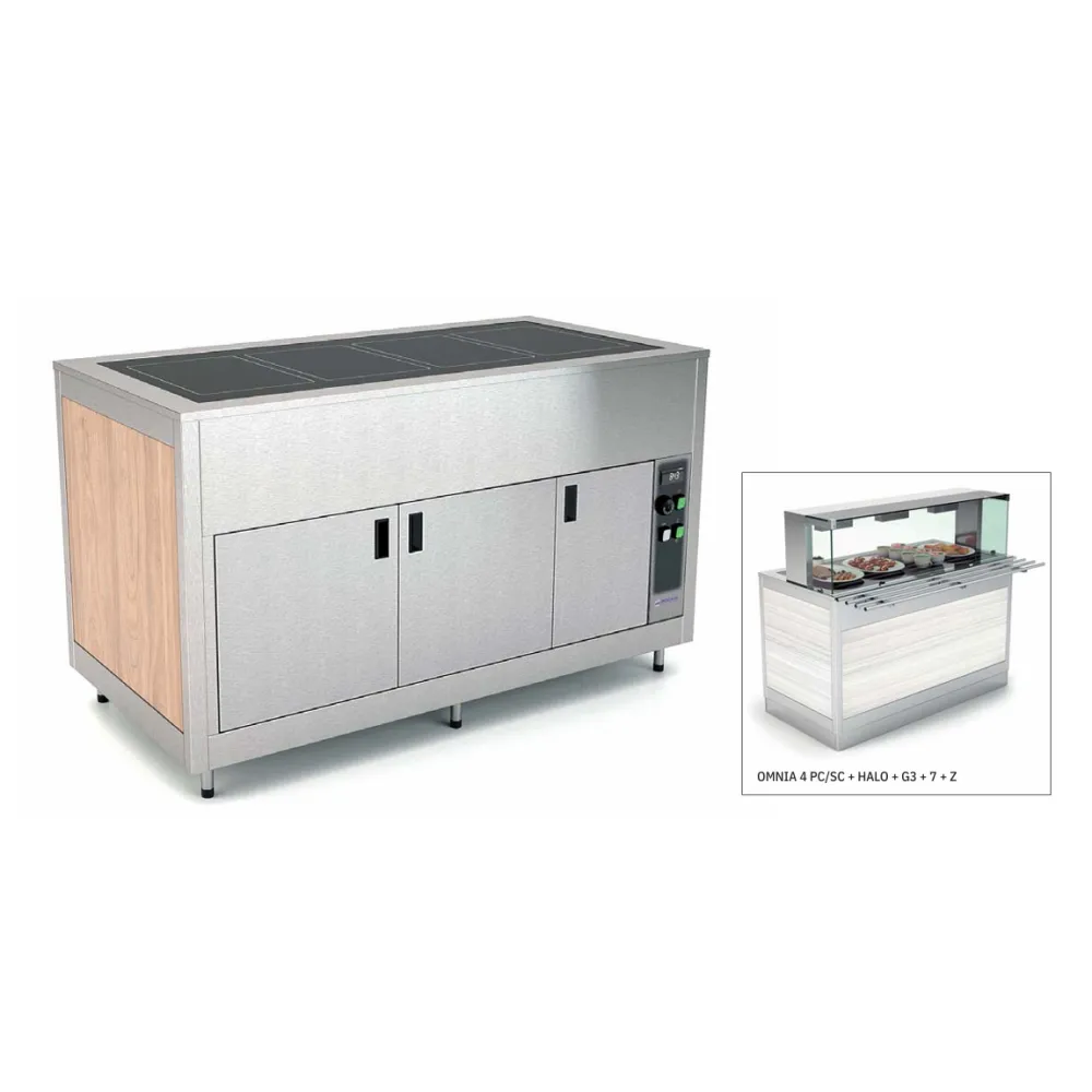 BUFFET WITH TEMPERED GLASS HEATED COUNTERTOP AND FAN-ASSISTED LOWER COMPARTMENT OMNIA 4PC/SC