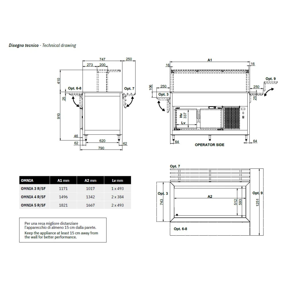 FAN-ASSISTED COLD BUFFET WITH A COLD LOWER COMPARTMENT OMNIA 4RV/SF