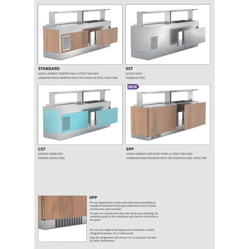 FAN-ASSISTED REFRIGERATED DISPLAY-CASE WITH LOWER COLD CABINET OMNIA 4DSP/SF