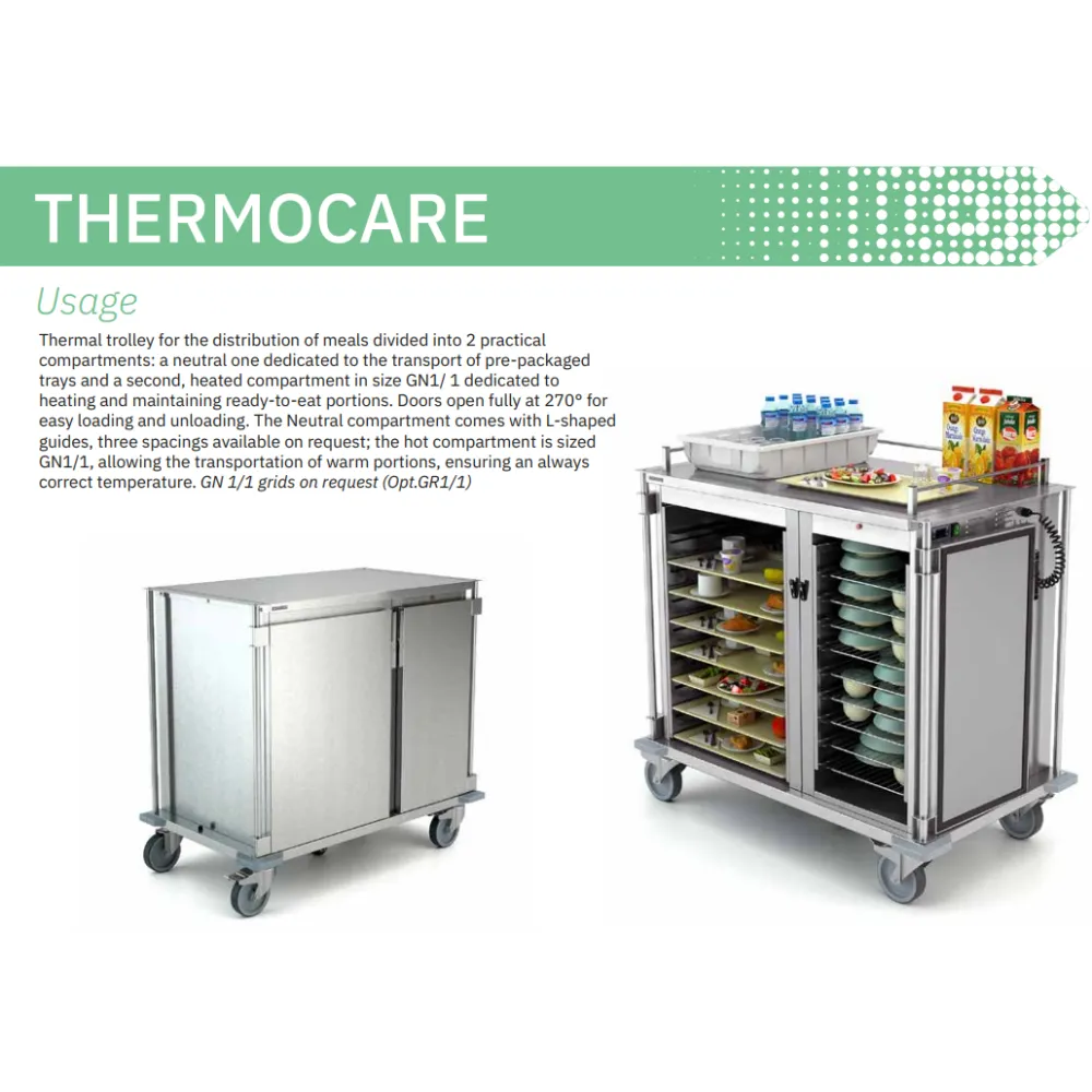 HEATED AND NEUTRAL DOUBLE COMPARTMENT TROLLEY FOR MEAL DISTRIBUTION THERMOCARE