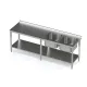 Metal table with double  sink and shelf 2100