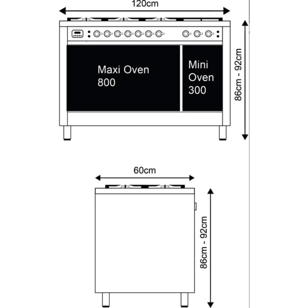 Range cooker with oven Nostalgie P12FINE3 120 cm 6 burners with fry top and 2 induction zones