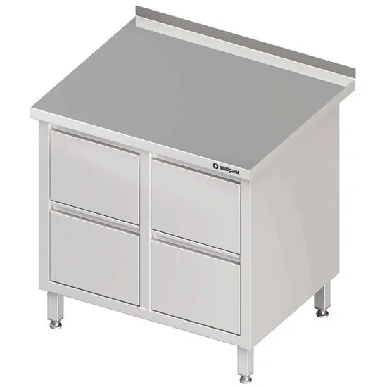 Stainless steel tables with drawers