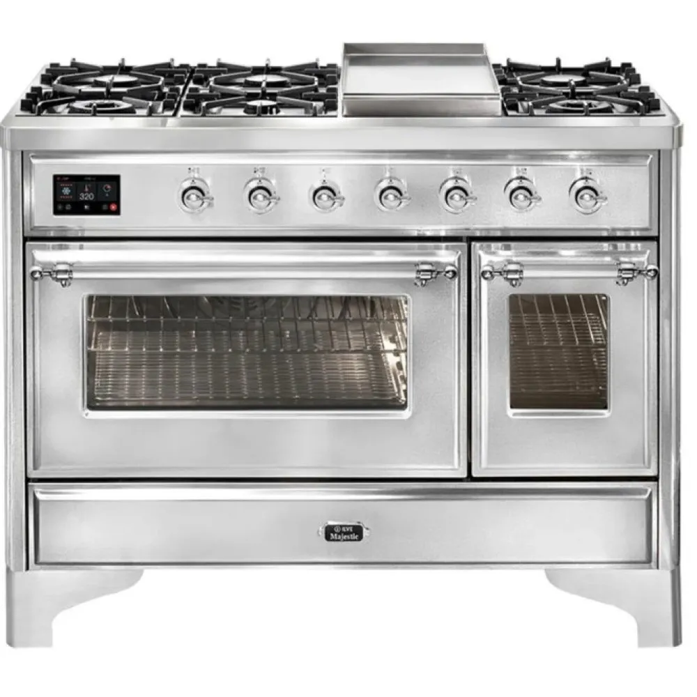 Ilve Majestic Milano MD10IDNE3 120cm with 6 gas burners and double fry top