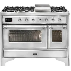 Ilve Majestic Milano MD10IDNE3 120cm with 6 gas burners and double fry top