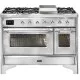 Ilve Majestic Milano MD10IDNE3 120cm with 6 gas burners and double fry top