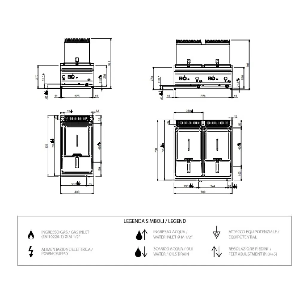 Gas fryer 9 liters MFRG74T