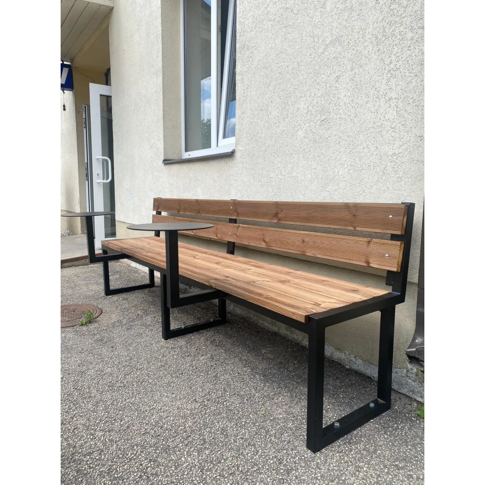 Outdoor Bench with Fixed Tables