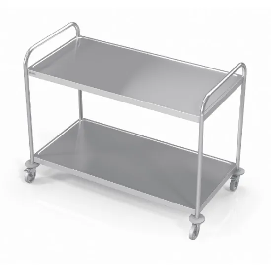 Stainless steel food transport trolley 2 shelves