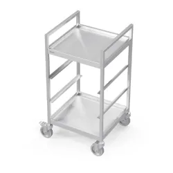 Trolley for dish baskets 500x500 with two shelves