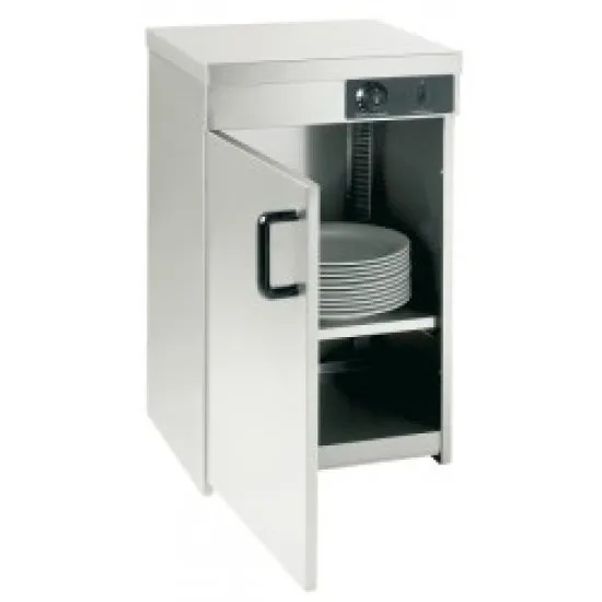 Hot cupboard with opening doors