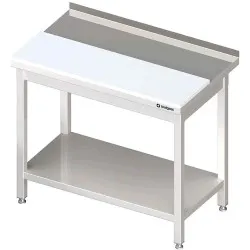 Table with polyethylene plate and shelf