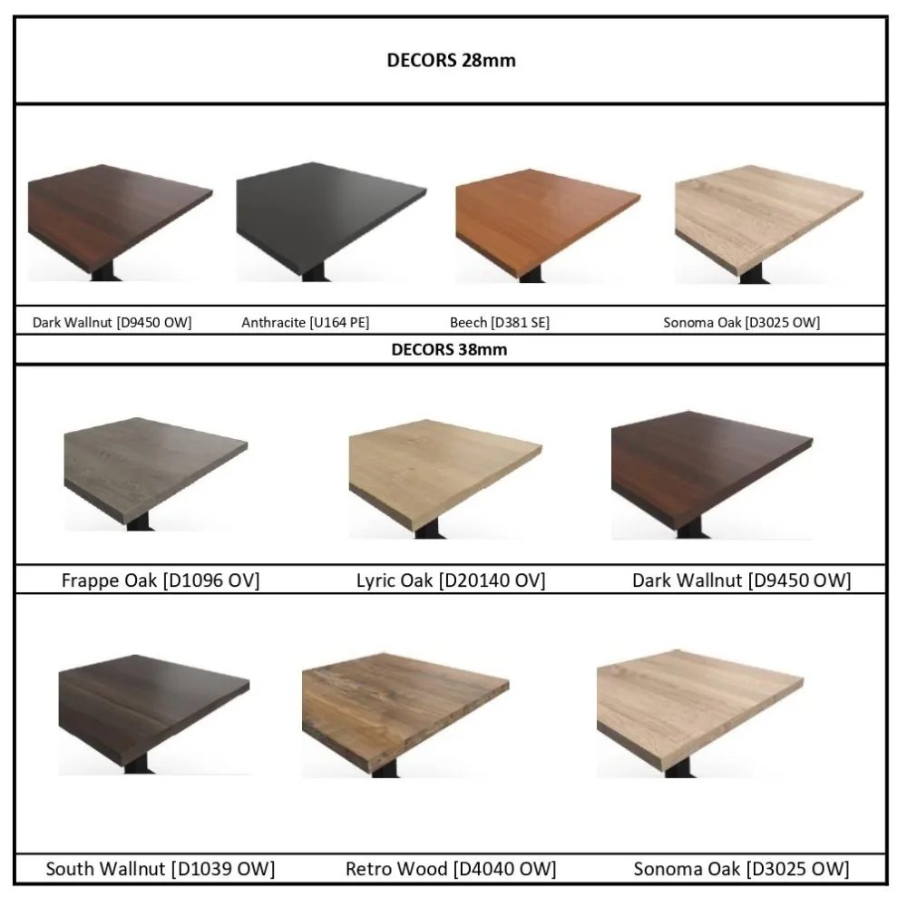 Melamine Table top 38 mm  60x60 mm 