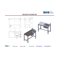 Metal table with sink 1200