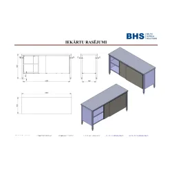 Table with sliding door and two shelves 1800