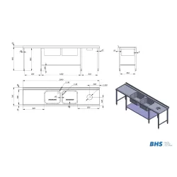 Table with 2 sinks and shelf NN70