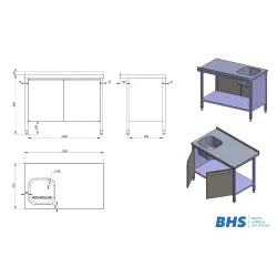 Work table with sink and hinged door  NN68