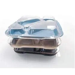 Lid for 5-compartment BHS food tray, transparent polypropylene