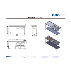Table with 2 sinks and shelf NN46
