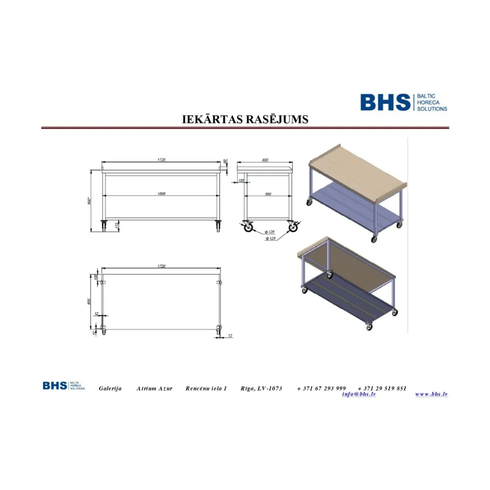 Table with a shelf on wheels NN49