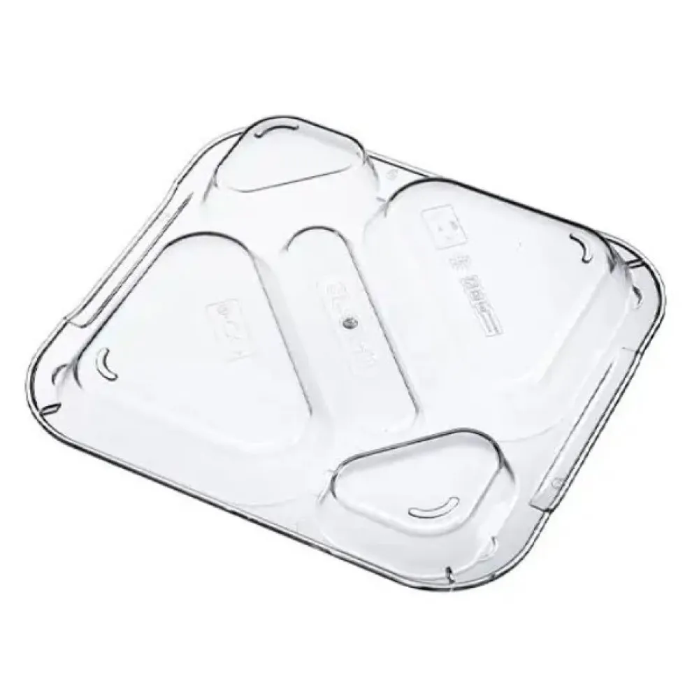 Lid for 5-compartment food tray, transparent polycarbonate