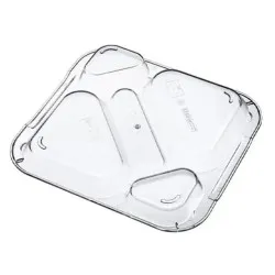Lid for 5-compartment BHS food tray, transparent polypropylene