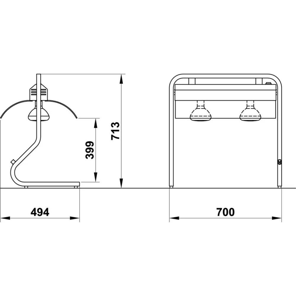 FREE STANDING BRIDGE-FRAME WITH INFRARED LAMPS INFRA 2/1 AL