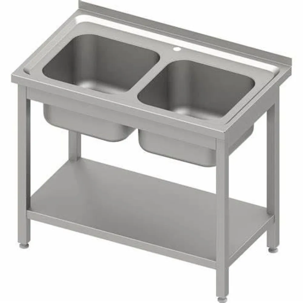 Table with a double-chamber sinks with a shelf 1200x700 mm