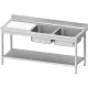 Table with a double-chamber sinks with a shelf 1600x700 mm