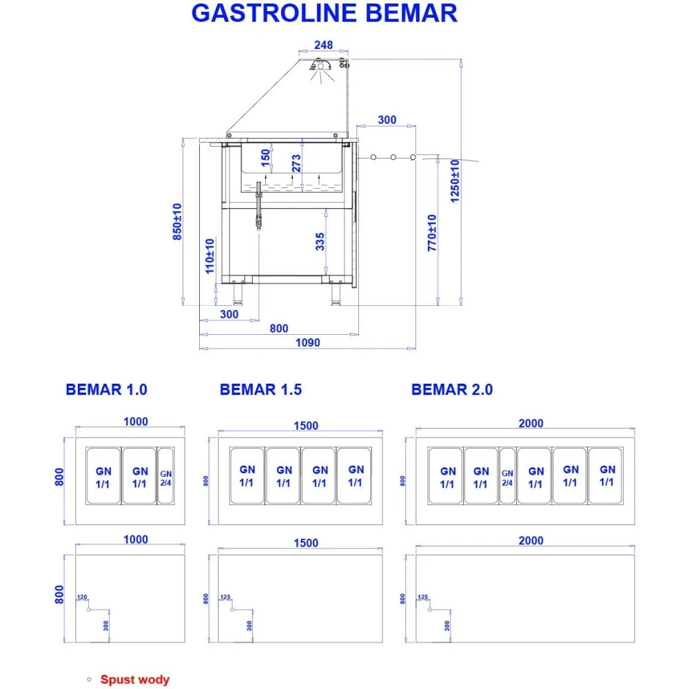 Hot showcase BEMAR G 2000 mm